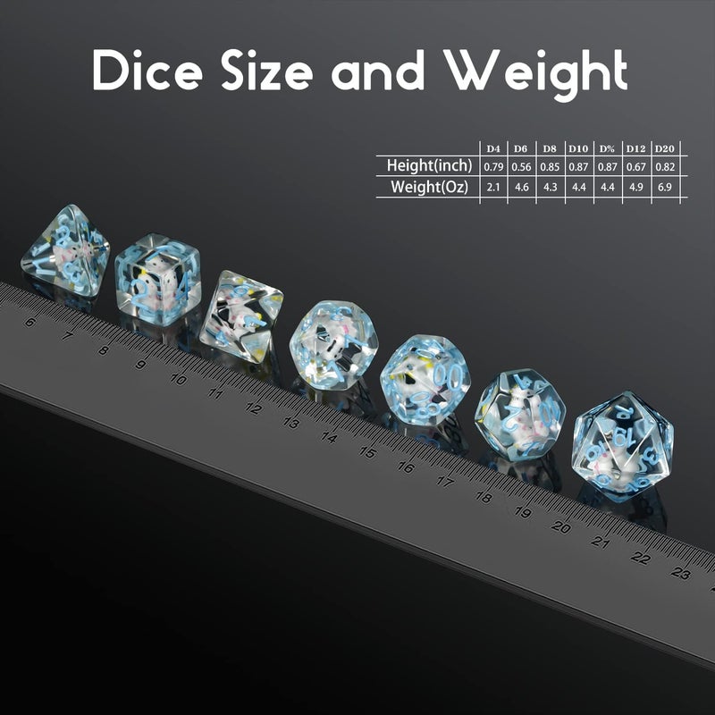 DNDND Unicorn DND Dice Set, 7PCS Cute Resin D&D Dice with Velvet Bag for Dungeons and Dragons Role Playing Games and Tabletop Games（Unicorn - Image 4